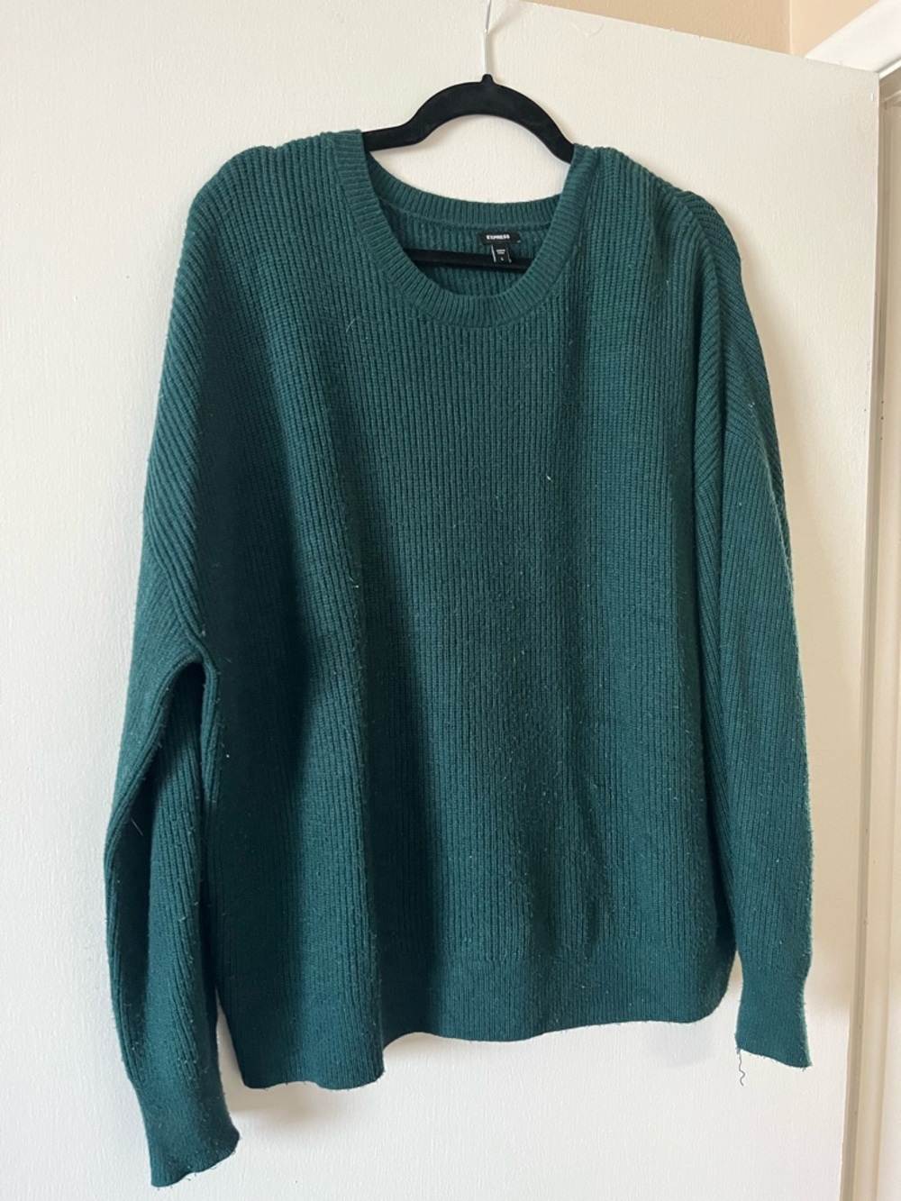 Express Teal Ribbed Crewneck Sweater